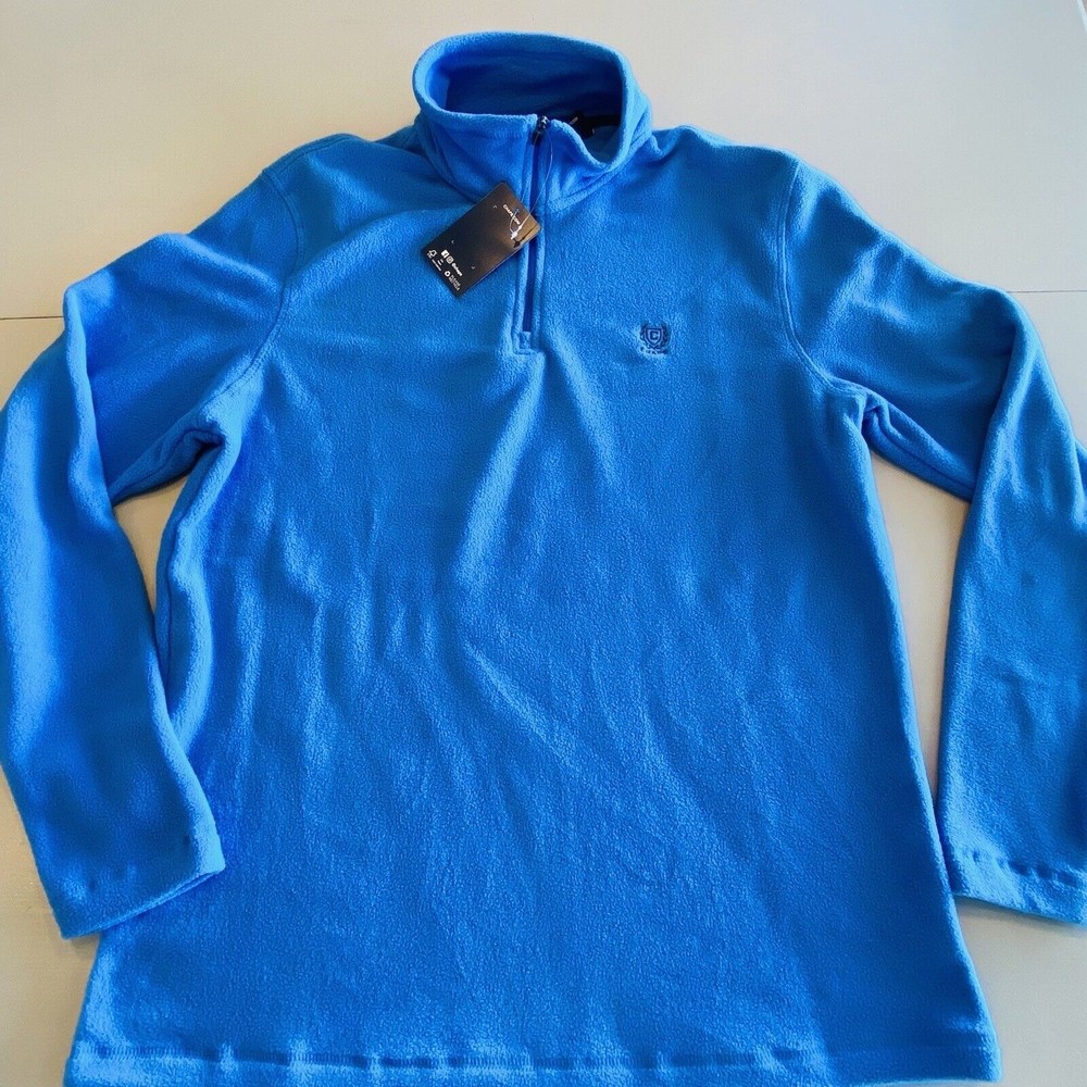Chaps Mens Sweater Pullover Size Medium Blue Long Sleeve 1/4 Zip Fleece NWT